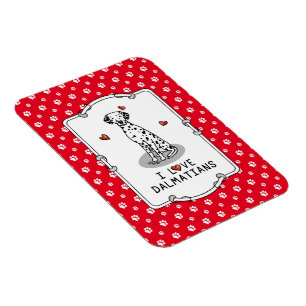 Magnet Flexible I Love Dalmatians (noir 1) Coeurs mignons