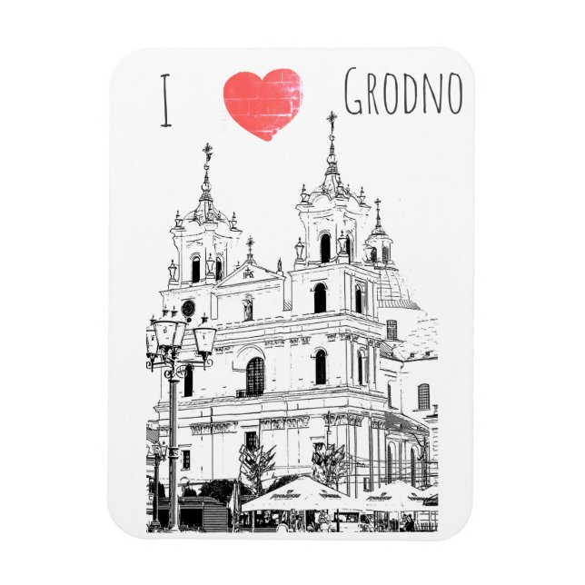 Magnet Flexible I Love Grodno Belarus Architecture Croquis (Vertical)