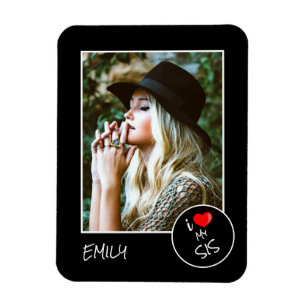Magnet Flexible I Love My Sis, Custom Photo - Personnalisé