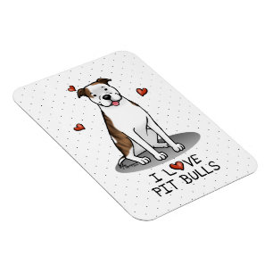 Magnet Flexible I Love Pit Bulls (lt brindle white 3) Coeurs migno