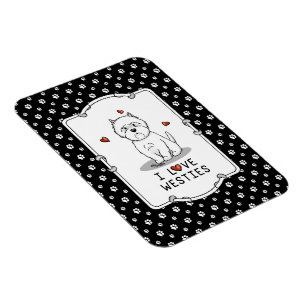 Magnet Flexible I Love Westies - West Highland White Terriers Cute