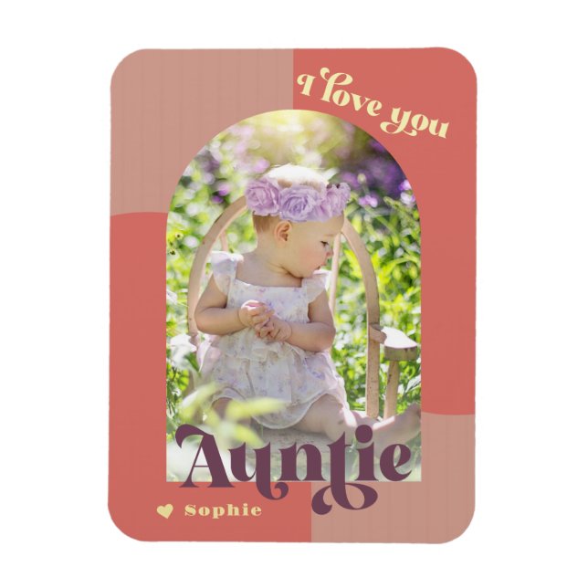 Magnet Flexible I Love You Tante Retro Photo (Vertical)