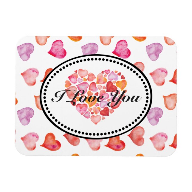 Magnet Flexible I Love You Watercolor Hearts (Horizontal)