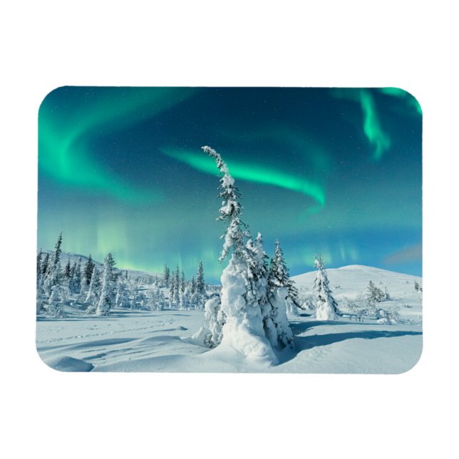 Magnet Flexible Ice & Snow | Northern Lights, Lapland, Finland (Horizontal)