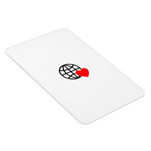 Magnet Flexible Icône Globe Amour Mondial   Conception Terre Cœur 