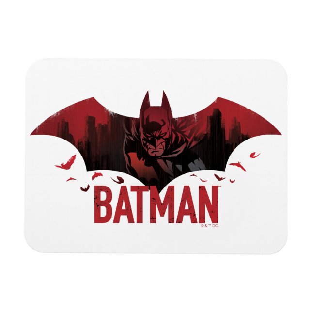 Magnet Flexible Icône gotham de Batman Crimson (Horizontal)