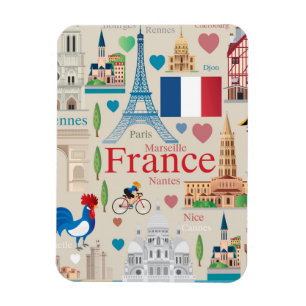 Magnet Flexible Icônes de France mignonne