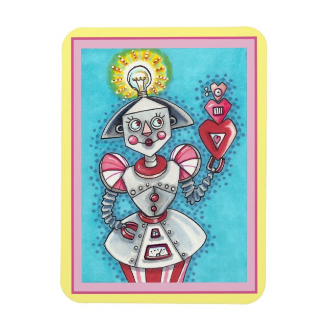 MAGNET FLEXIBLE IDÉE CLAIRE ROBOT DE FILLE, COEURS MÉCANIQUES COLO (Vertical)