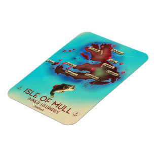 Magnet Flexible Île de Mull Inner Hebrides Ecosse Carte Ancienne.
