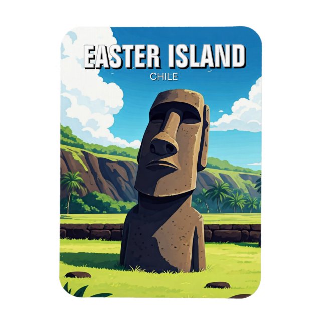 Magnet Flexible Île de Pâques Chili Moai Voyage (Vertical)