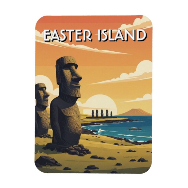 Magnet Flexible Île de Pâques Chili Moai Voyage (Vertical)