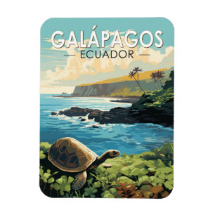 Magnet Flexible Îles Galapagos Tortue géante Voyage Art Retro