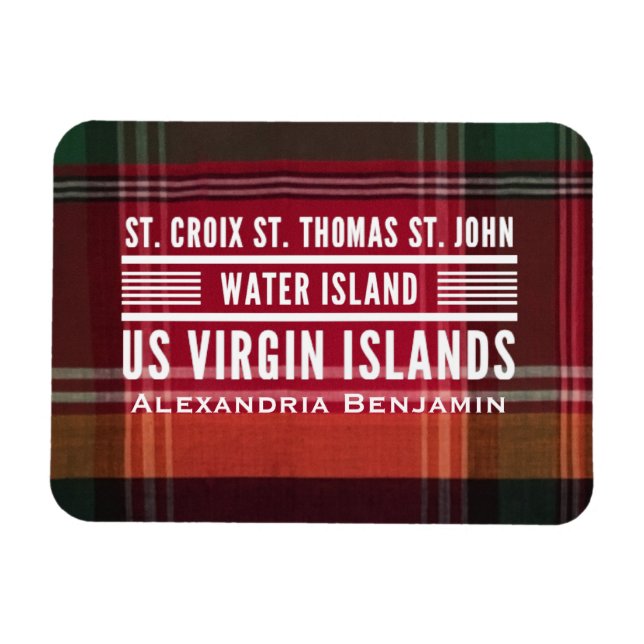 Magnet Flexible Îles Vierges USVI Caraïbes Madras Personnaliser (Horizontal)