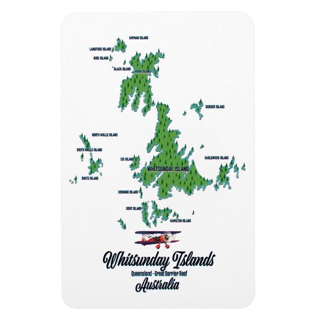 Magnet Flexible Îles Whitsunday Australie affiche de carte (Vertical)