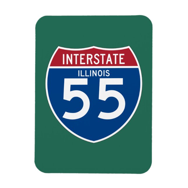 Magnet Flexible Illinois IL I-55 Interstate Highway Shield - (Vertical)