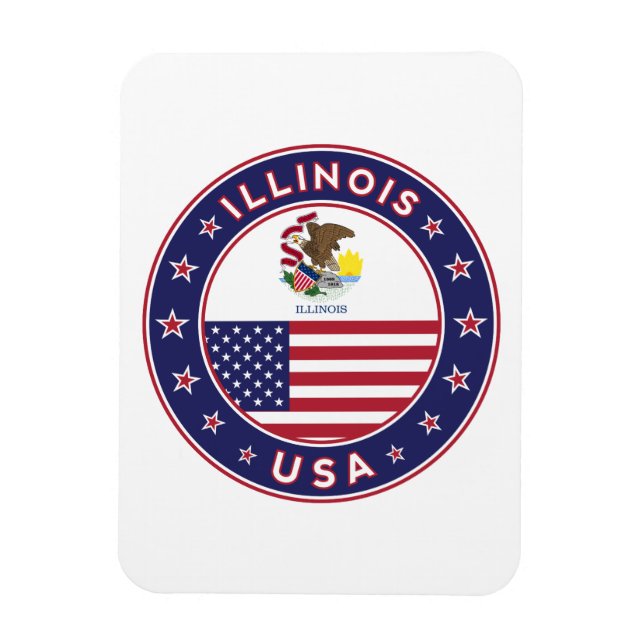 Magnet Flexible Illinois, t-shirt Illinois, autocollant Illinois, (Vertical)