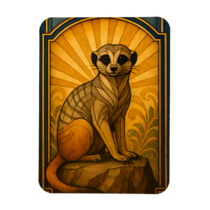 Magnet Flexible Illustration Art Déco Meerkat
