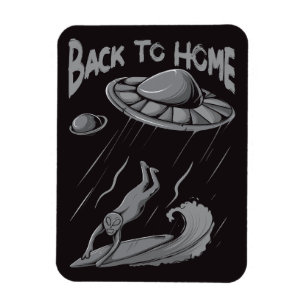 Magnet Flexible illustration d'alien ufo surfant avec retour à la