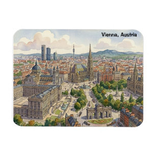 Magnet Flexible Illustration d'aquarelle du paysage urbain de Vien