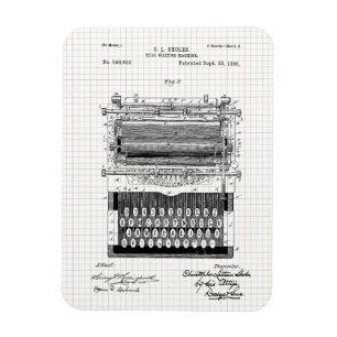 Magnet Flexible Illustration de brevet de machine à écrire vintage