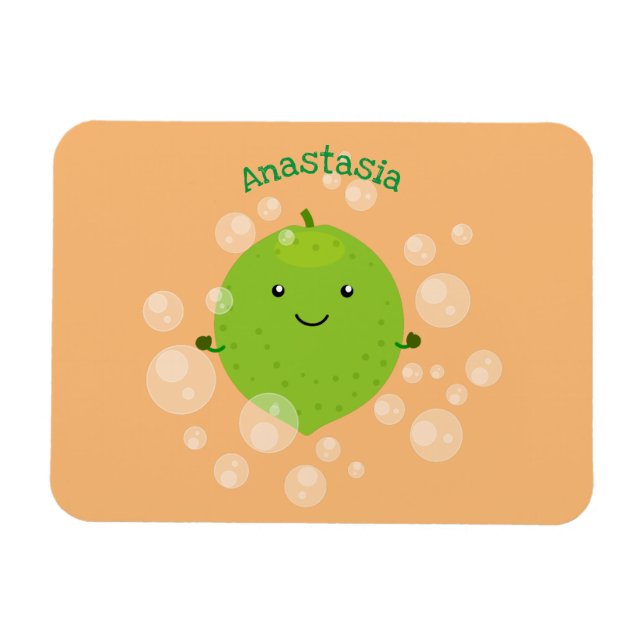 Magnet Flexible Illustration de bulles de chaux vert mou (Horizontal)