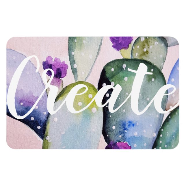 Magnet Flexible Illustration de cactus aquarelle tendance Créer (Horizontal)