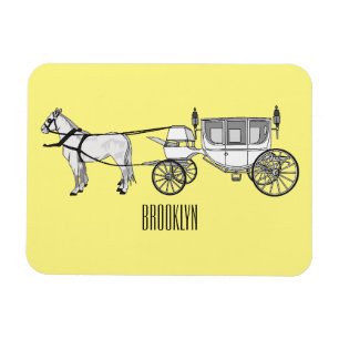 Magnet Flexible Illustration de cheval et de calèche de mariage en