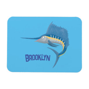 Magnet Flexible Illustration de dessin animé amusant d'espadon voi