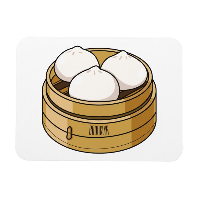 Magnet Flexible illustration de dessin animé de dim sum (Horizontal)