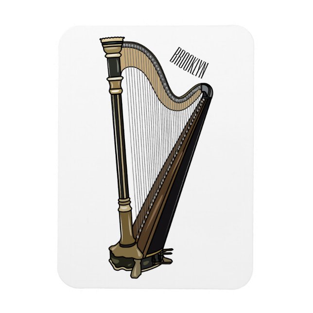 Magnet Flexible Illustration de dessin animé sur la harpe (Vertical)