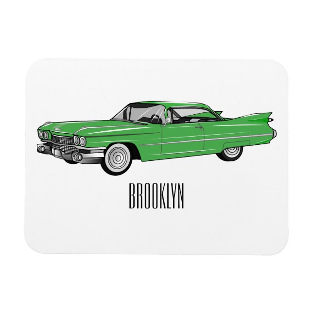 Magnet Flexible Illustration de dessin de voiture classique 1959 (Horizontal)