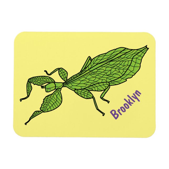 Magnet Flexible Illustration de dessin d'insecte des feuilles vert (Horizontal)
