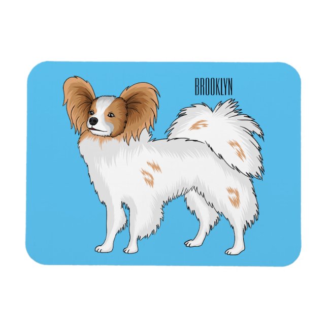 Magnet Flexible Illustration de dessin pour chien de Papillon (Horizontal)