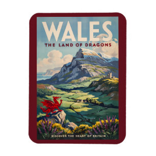Magnet Flexible Illustration de dragon du Pays de Galles Art de vo