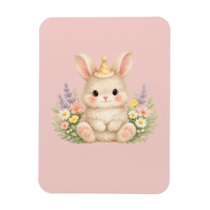 Magnet Flexible Illustration de fleur sauvage de lapin pastel