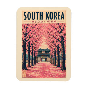 Magnet Flexible Illustration de fleurs de cerisier en Corée du Sud