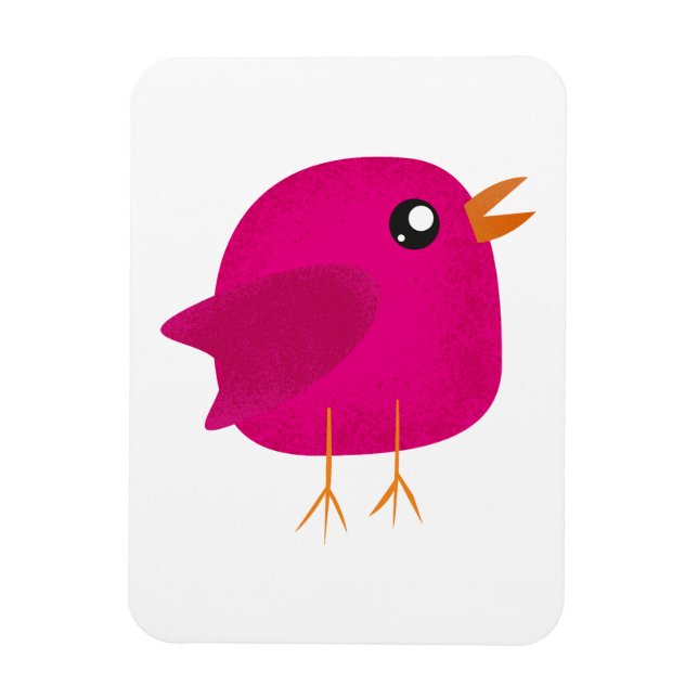 Magnet Flexible Illustration de joli oiseau rose (Vertical)