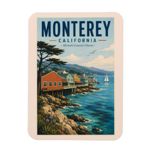 Magnet Flexible Illustration de la baie de Monterey en Californie,