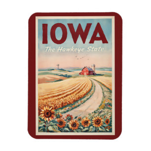 Magnet Flexible Illustration de la campagne de l'Iowa Art de voyag
