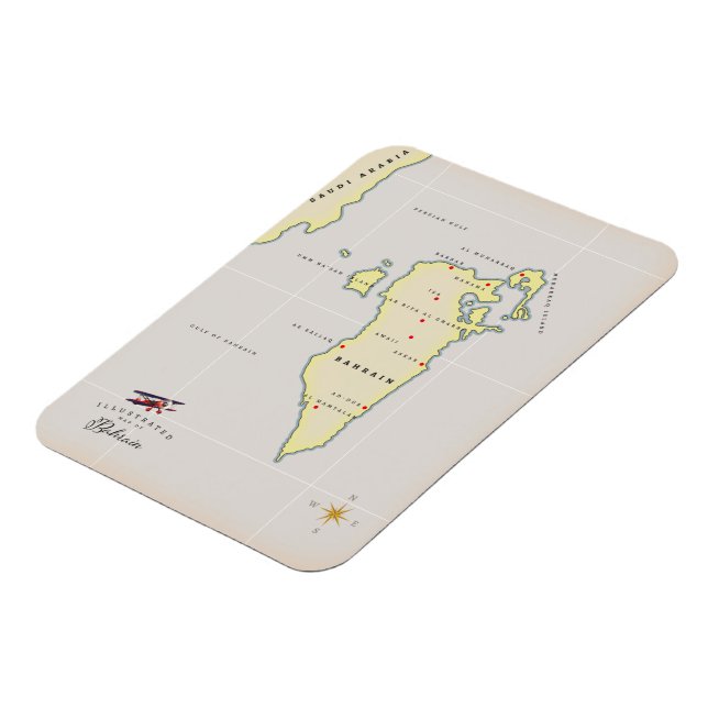 Magnet Flexible Illustration de la carte de Bahreïn (Côté Gauche)