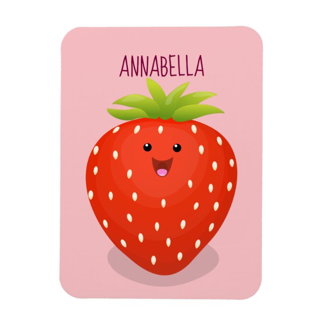 Magnet Flexible Illustration de la fraise Cute kawaii (Vertical)