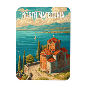 Magnet Flexible Illustration de la Macédoine du Nord Art de voyage