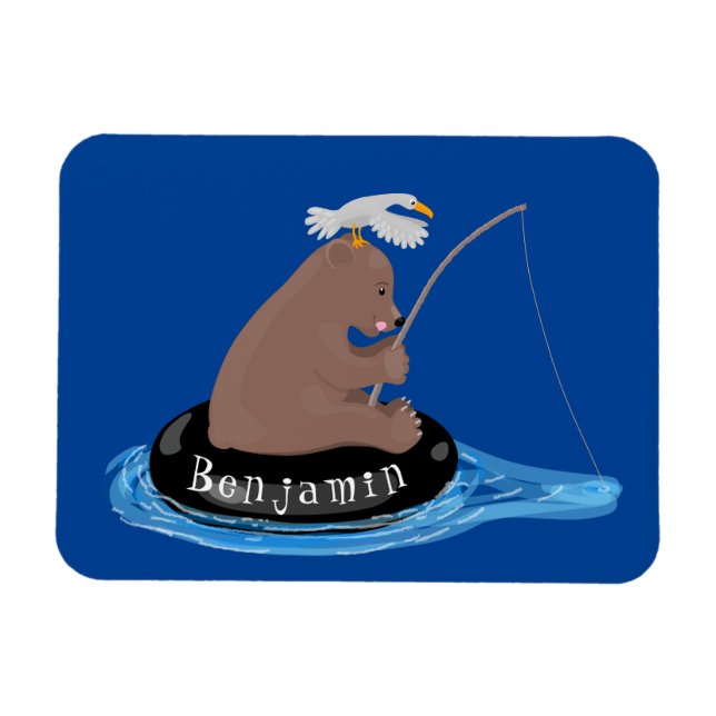 Magnet Flexible Illustration de la pêche de l'ourson mou (Horizontal)