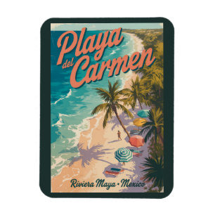 Magnet Flexible Illustration de la plage de Playa del Carmen Art d
