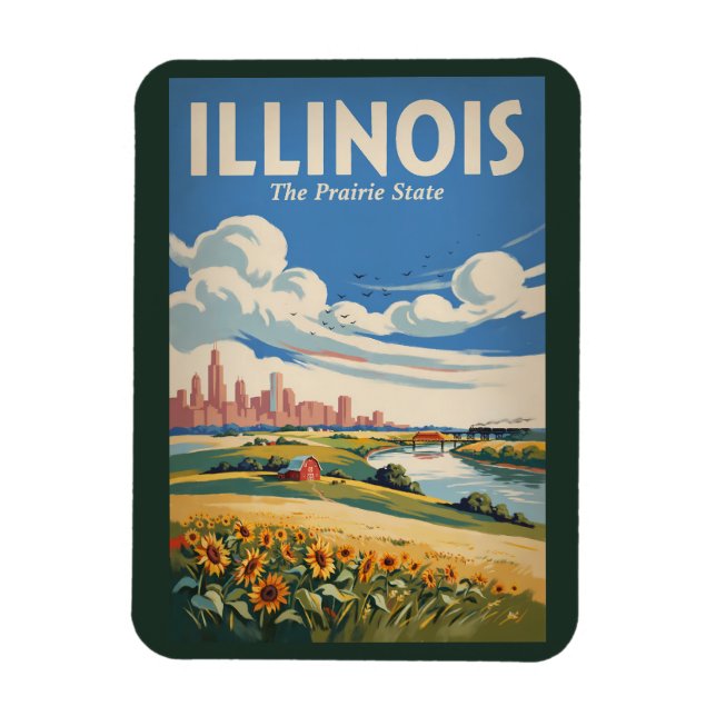 Magnet Flexible Illustration de la skyline de Chicago dans l'Illin (Vertical)