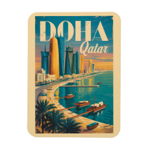 Magnet Flexible Illustration de la skyline de Doha Qatar Art de vo