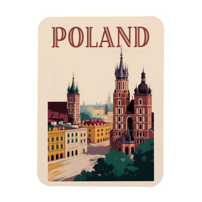 Magnet Flexible Illustration de la skyline de la Pologne Art de vo (Vertical)