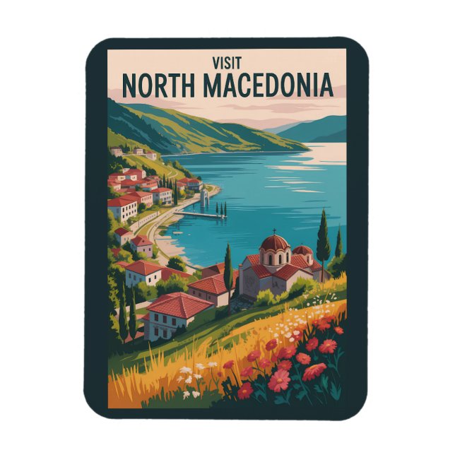 Magnet Flexible Illustration de la skyline de Macédoine du Nord Ar (Vertical)