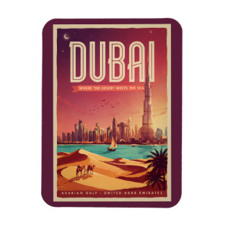 Magnet Flexible Illustration de la skyline nocturne de Dubaï Émira