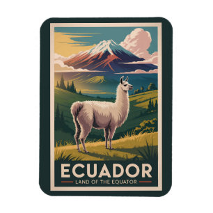 Magnet Flexible Illustration de lama équatorien Art de voyage vint